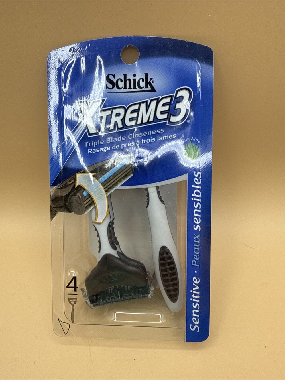 Schick Xtreme3 Sensitive Disposable Razors 4 Count Triple Blade Aloe Pack